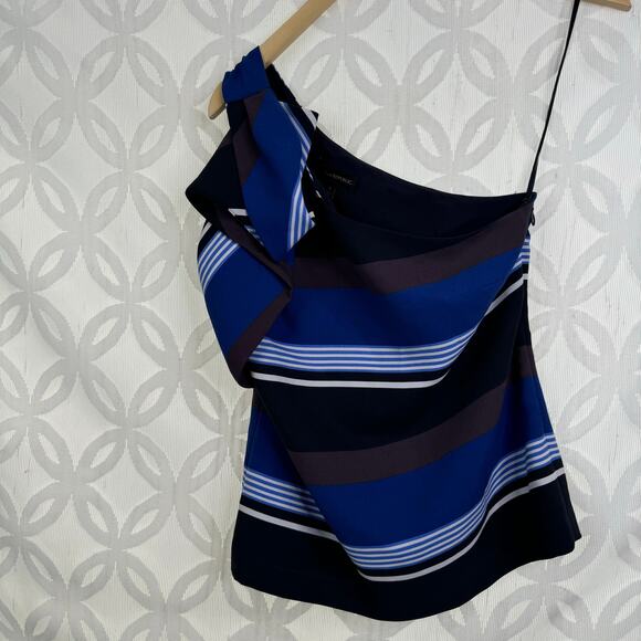 Banana Republic One Shoulder Bow Striped Blouse Size 2 NWT $78 - Picture 7 of 11